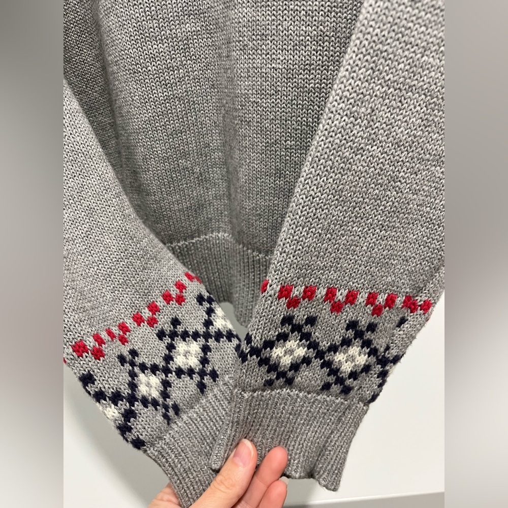 ModCloth Gray No Fox Given Fair Isle Zip-up Sweater - XS oversized cabincore - Picture 6 of 9